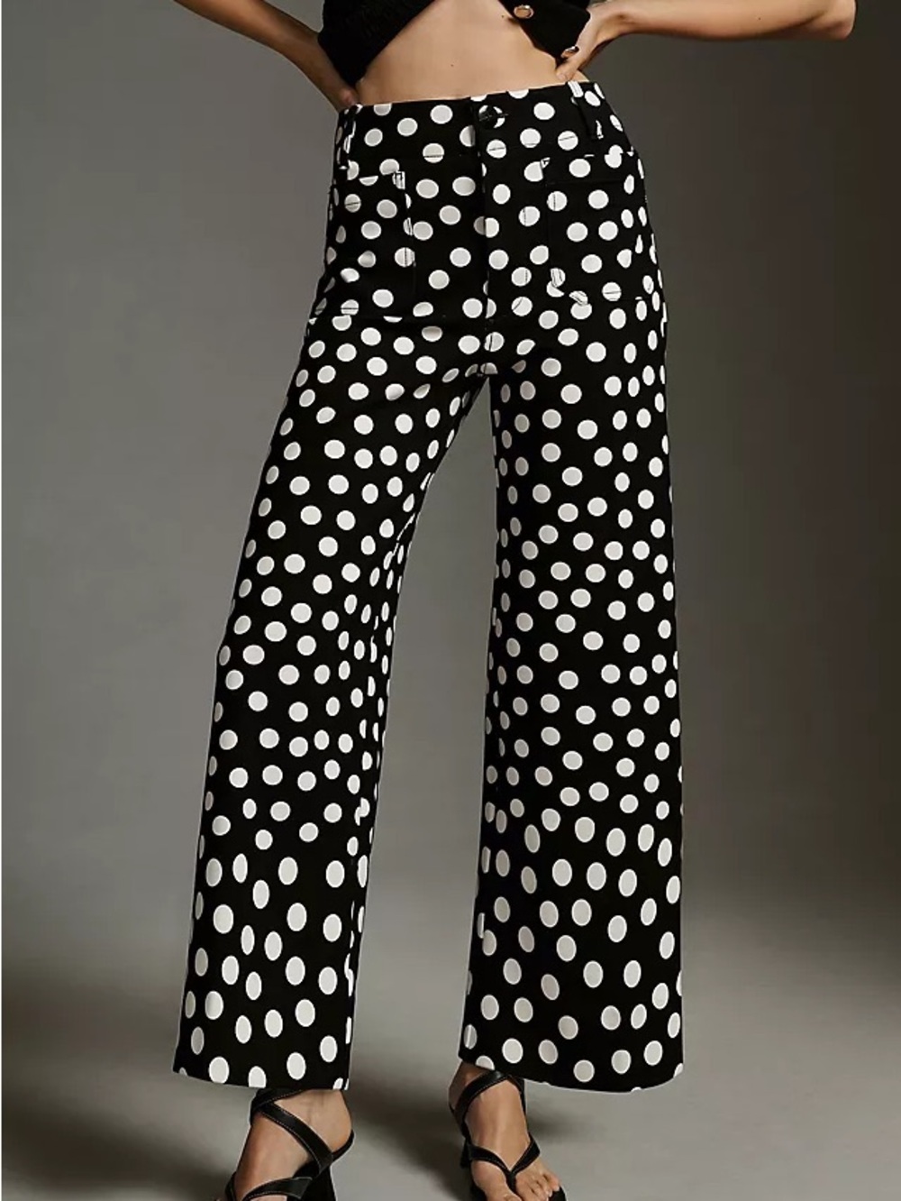 Anthropologie Maeve The Colette Polka Dot Wide Leg Pants Black White Size 31